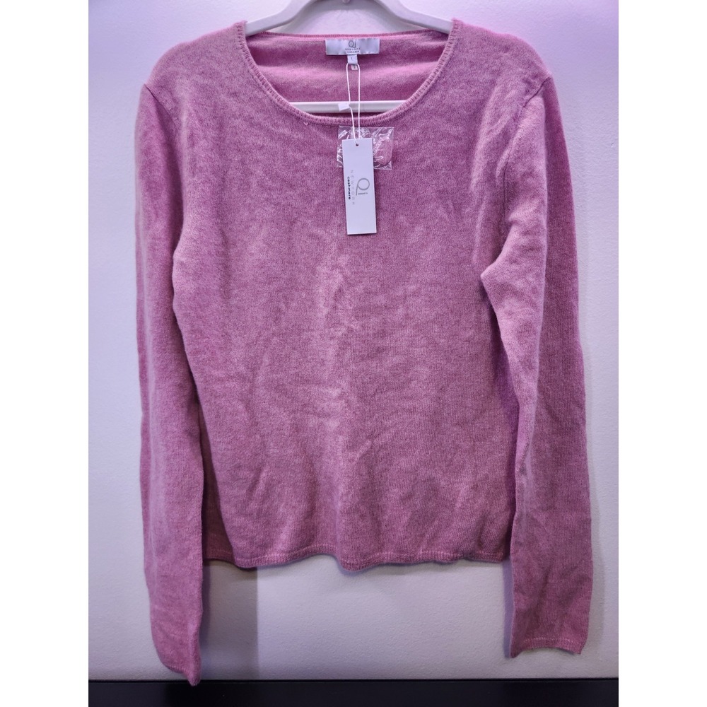 Qi New York 100% Cashmere Sweater Sz L Pink/cranberry NWT